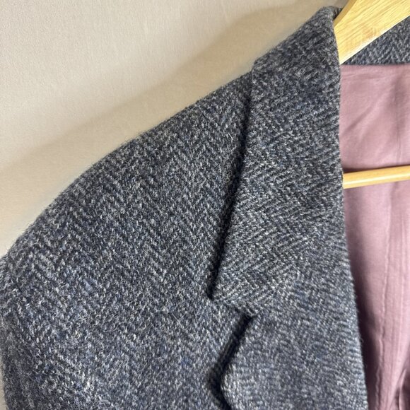 Vintage Harris Tweed Herringbone Sport Coat Blazer Men’s 44S Short Gray Blue - Picture 3 of 8